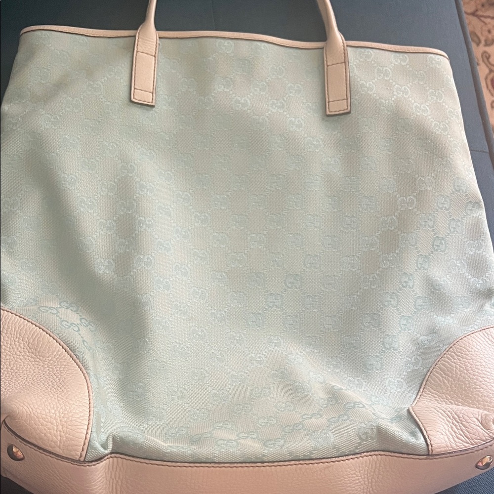 Gucci Light Blue and Cream Tote